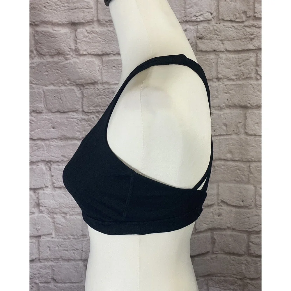 Victorias Secret Sports Bra Size L Black Criss Cross Back‎ Straps V Logo